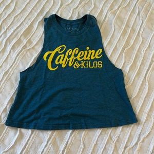 Caffeine & Kilos Muscle Tank Crop Top in Blue